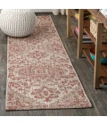 Estrella Bohemian Medallion Textured Weave Red/Taupe 2 ft. x 8 ft. Indoor/Outdoor Runner Rug