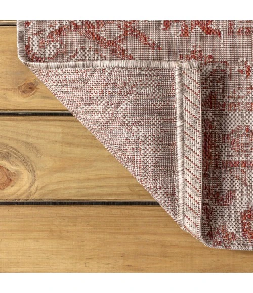 Estrella Bohemian Medallion Textured Weave Red/Taupe 4 ft. x 6 ft. Indoor/Outdoor Area Rug