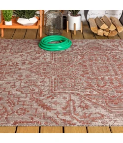 Jonathany Santa Monica SMB105A Red/Taupe Area Rug 3 ft. 11 in. X 6 ft. Rectangle