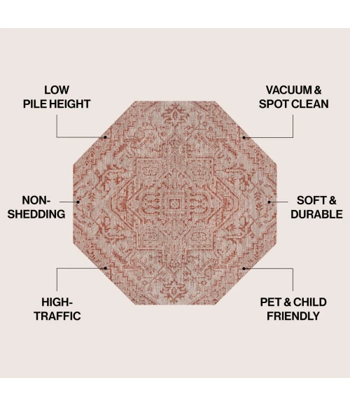 Jonathan Y SANTA MONICA Red SMB105A 5ft.-3in. Octagon Rug