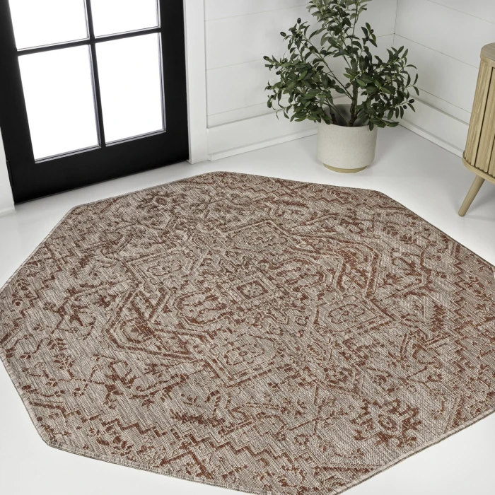 Jonathan Y SANTA MONICA Red SMB105A 5ft.-3in. Octagon Rug