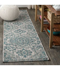Jonathany Santa Monica SMB105C Teal/Gray Area Rug 2 ft. 2 in. X 10 ft. Runner