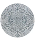 Estrella Bohemian Medallion Textured Weave Teal/Gray 5' Round Indoor/Outdoor Area Rug