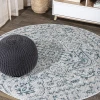Jonathany Santa Monica SMB105C Teal/Gray Area Rug 5 ft. 3 in. X 5 ft. 3 in. Round