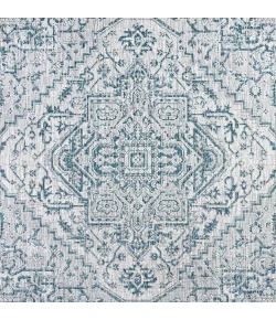 Jonathany Santa Monica SMB105C Teal/Gray Area Rug 5 ft. 3 in. X 5 ft. 3 in. Square