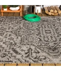 Estrella Bohemian Medallion Textured Weave Black/Gray 3 ft. x 5 ft. Indoor/Outdoor Area Rug