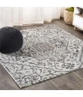 Estrella Bohemian Medallion Textured Weave Black/Gray 5' Square Indoor/Outdoor Area Rug