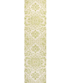 Jonathany Santa Monica SMB105E Cream/Green Area Rug 2 ft. 2 in. X 8 ft. Runner