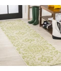 Estrella Bohemian Medallion Textured Weave Cream/Green 2 ft. x 8 ft. Indoor/Outdoor Runner Rug