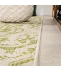 Estrella Bohemian Medallion Textured Weave Cream/Green 2 ft. x 8 ft. Indoor/Outdoor Runner Rug