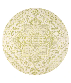 Jonathany Santa Monica SMB105E Cream/Green Area Rug 5 ft. 3 in. X 5 ft. 3 in. Round