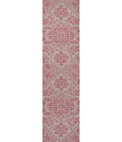 Jonathany Santa Monica SMB105F Light Gray/Fuchsia Area Rug 2 ft. 2 in. X 10 ft. Runner