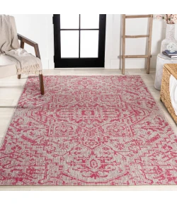 Jonathany Santa Monica SMB105F Light Gray/Fuchsia Area Rug 9 ft. X 12 ft. Rectangle