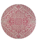 Estrella Bohemian Medallion Textured Weave Light Gray/Fuchsia 5' Round Indoor/Outdoor Area Rug