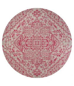 Jonathany Santa Monica SMB105F Light Gray/Fuchsia Area Rug 5 ft. 3 in. X 5 ft. 3 in. Round