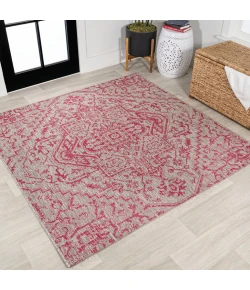 Jonathany Santa Monica SMB105F Light Gray/Fuchsia Area Rug 5 ft. 3 in. X 5 ft. 3 in. Square