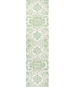 Jonathany Santa Monica SMB105G Green/Cream Area Rug 2 ft. 2 in. X 10 ft. Runner