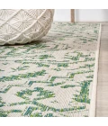 Estrella Bohemian Medallion Textured Weave Green/Cream 2 ft. x 10 ft. Indoor/Outdoor Runner Rug