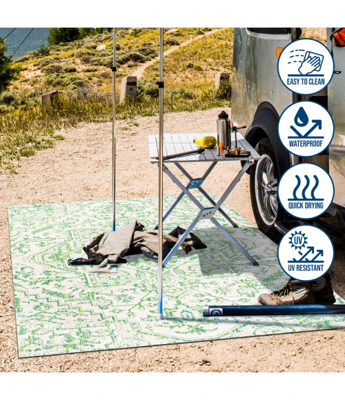 Estrella Bohemian Medallion Textured Weave Green/Cream 2 ft. x 10 ft. Indoor/Outdoor Runner Rug