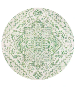 Jonathany Santa Monica SMB105G Green/Cream Area Rug 5 ft. 3 in. X 5 ft. 3 in. Round