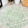 Jonathany Santa Monica SMB105G Green/Cream Area Rug 5 ft. 3 in. X 5 ft. 3 in. Round