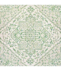 Jonathany Santa Monica SMB105G Green/Cream Area Rug 5 ft. 3 in. X 5 ft. 3 in. Square