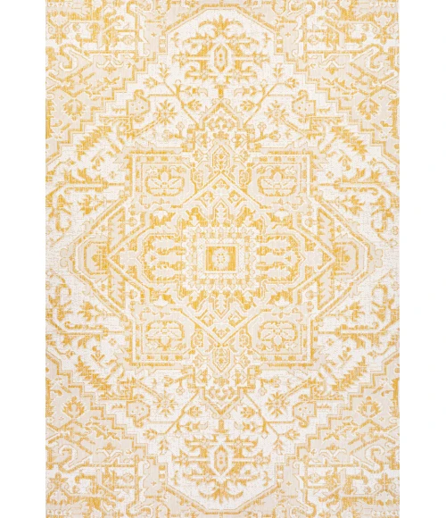 Estrella Bohemian Medallion Textured Weave Cream/Yellow 4 ft. x 6 ft. Indoor/Outdoor Area Rug