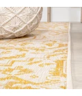 Estrella Bohemian Medallion Textured Weave Cream/Yellow 5' Round Indoor/Outdoor Area Rug