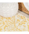 Estrella Bohemian Medallion Textured Weave Cream/Yellow 5' Round Indoor/Outdoor Area Rug