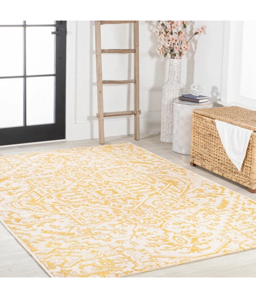 Estrella Bohemian Medallion Textured Weave Cream/Yellow 4 ft. x 6 ft. Indoor/Outdoor Area Rug