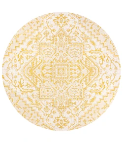 Jonathany Santa Monica SMB105H Cream/Yellow Area Rug 5 ft. 3 in. X 5 ft. 3 in. Round
