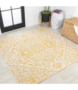 Jonathany Santa Monica SMB105H Cream/Yellow Area Rug 5 ft. 3 in. X 5 ft. 3 in. Square