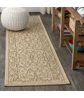 Charleston Vintage Filigree Textured Weave Beige/Brown 2 ft. x 10 ft. Indoor/Outdoor Runner Rug