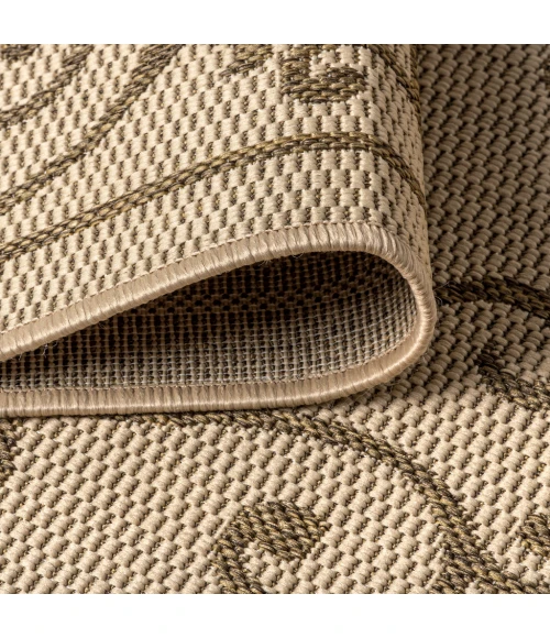 Charleston Vintage Filigree Textured Weave Beige/Brown 5' Square Indoor/Outdoor Area Rug