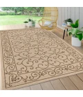 Charleston Vintage Filigree Textured Weave Beige/Brown 8 ft. x 10 ft. Indoor/Outdoor Area Rug