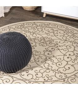 Jonathany Santa Monica SMB106A Beige/Brown Area Rug 5 ft. 3 in. X 5 ft. 3 in. Round