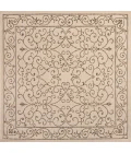 Charleston Vintage Filigree Textured Weave Beige/Brown 5' Square Indoor/Outdoor Area Rug