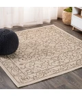 Charleston Vintage Filigree Textured Weave Beige/Brown 5' Square Indoor/Outdoor Area Rug