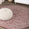 Jonathany Santa Monica SMB106B Red/Beige Area Rug 5 ft. 3 in. X 5 ft. 3 in. Round