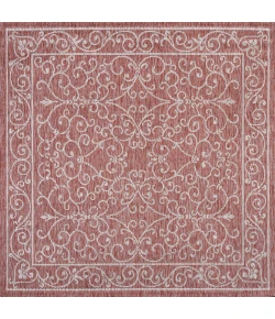 Jonathany Santa Monica SMB106B Red/Beige Area Rug 5 ft. 3 in. X 5 ft. 3 in. Square
