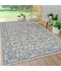 Charleston Vintage Filigree Textured Weave Gray/Navy 5 ft. x 8 ft. Indoor/Outdoor Area Rug