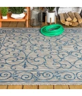 Charleston Vintage Filigree Textured Weave Gray/Navy 5 ft. x 8 ft. Indoor/Outdoor Area Rug