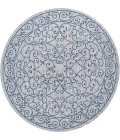 Charleston Vintage Filigree Textured Weave Gray/Navy 5' Round Indoor/Outdoor Area Rug