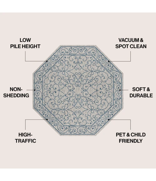 Jonathan Y SANTA MONICA Gray SMB106C 5ft.-3in. Octagon Rug