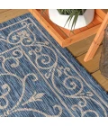 Charleston Vintage Filigree Textured Weave Navy/Gray 3 ft. x 5 ft. Indoor/Outdoor Area Rug