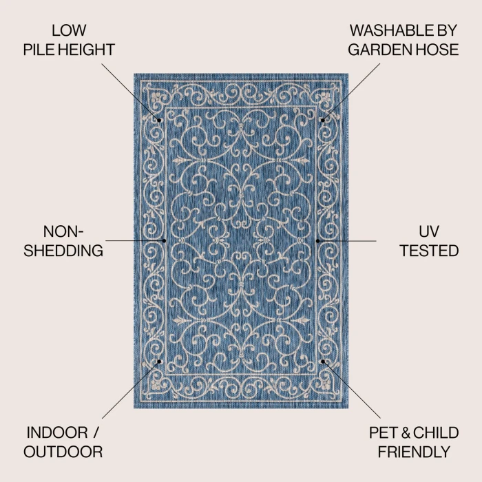Jonathan Y SANTA MONICA Blue SMB106D 10ft. X 14ft. Rect. Rug