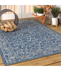 Charleston Vintage Filigree Textured Weave Navy/Gray 3 ft. x 5 ft. Indoor/Outdoor Area Rug