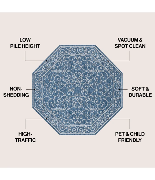 Jonathan Y SANTA MONICA Blue SMB106D 5ft.-3in. Octagon Rug