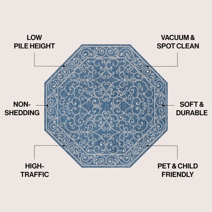 Jonathan Y SANTA MONICA Gray SMB106E 7ft.-9in. Octagon Rug