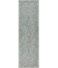 Charleston Vintage Filigree Textured Weave Gray/Teal 2 ft. x 8 ft. Indoor/Outdoor Runner Rug